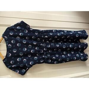 Joe Fresh Navy Blue Printed Short Sleeve Dress Size 1X